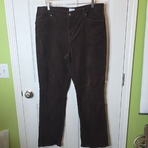 Chico's Chocolate Brown Corduroy Pants, Chico's Size 2.5 (14-L)